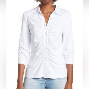 NWT By Design Ruched Button Up Blouse size XS
